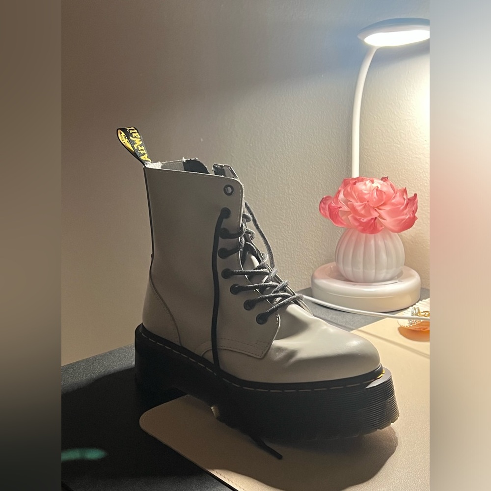 Platform Jadon Boot White Doc Martins, worn once, bottoms are new and clean.